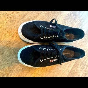 Black Superga Platform shoes